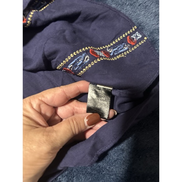 Piper‎ Townsen Navy Embroidered Tunic Top Blouse Womens XSmall Boho oversized - Picture 4 of 6